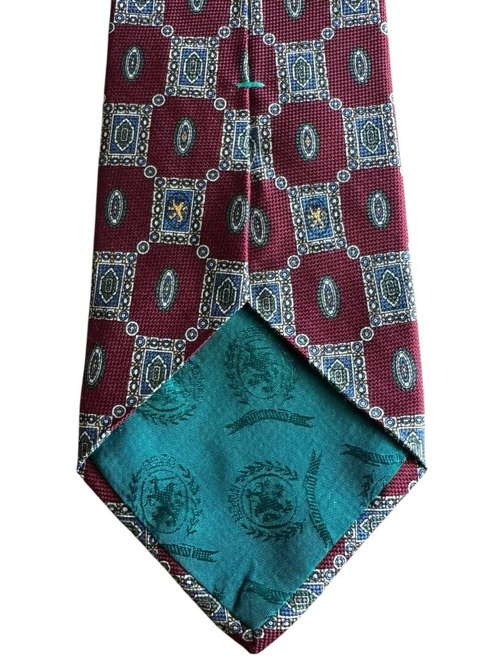 Vintage Tommy Hilfiger Burgundy Geometric Pattern Tie, 100% Silk
